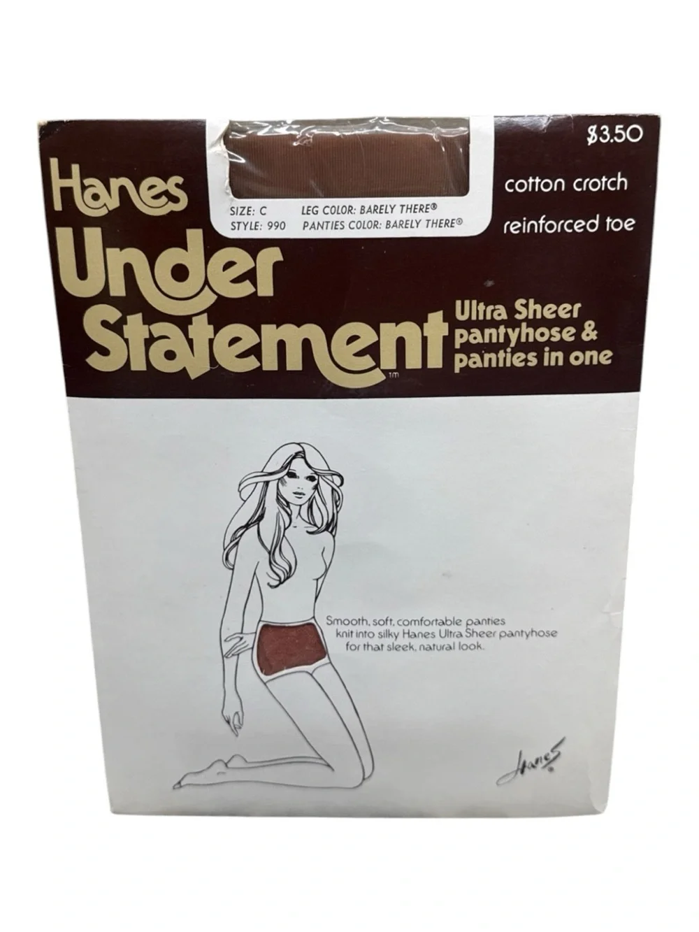 1976 Hanes Understatement Ultra Sheer Pantyhose & Panties 990 Barely There C